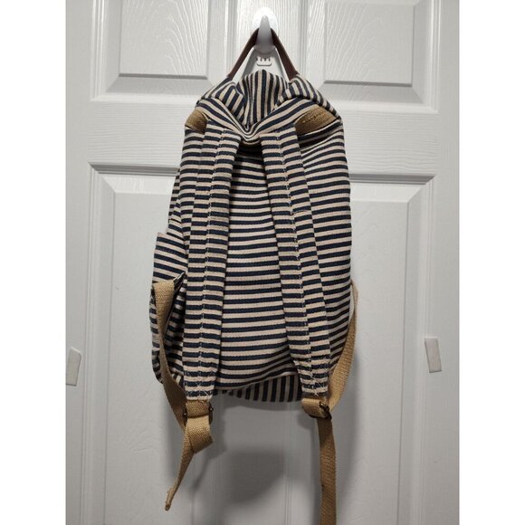 Madden Girl‎ Backpack Blue & Cream Stripe With Brown Trim Large - Picture 4 of 11
